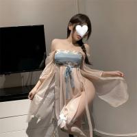 Vintage Chinese-Inspired Lingerie Set – Sheer Chiffon Hanfu Dress with Seductive Palace-style Doudou thumbnail