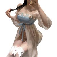 Vintage Chinese-Inspired Lingerie Set – Sheer Chiffon Hanfu Dress with Seductive Palace-style Doudou thumbnail