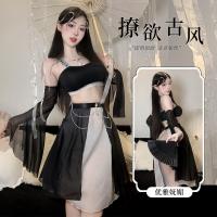 Ancient Chinese Hanfu Lingerie Set - Sheer Sensual Sleep Dress & No-Remove Costume for Performance or Role Play thumbnail
