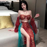 Vintage Chinese Silk Bodice Set - Retro Tang Dynasty Erotic Lingerie with Embroidered Jade Ring Design thumbnail