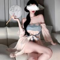 Ancient Chinese Style Lingerie Set - Sheer Chiffon Hanfu Dress with Seductive Palace-style DUDOU for Women thumbnail