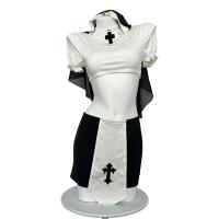 Pure & Tempting Lingerie Set - Sheer Cut-Out Bust Bodycon Mini Skirt, Nun-Themed Cosplay Outfit, No-Undress Design thumbnail