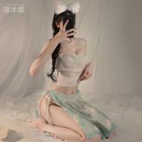 Ancient Chinese Style Lingerie Set - Silk Belly Band Bodysuit, Seductive Sleepwear & Playwear for Women thumbnail