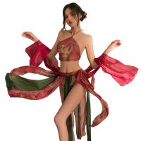 Sexy Ancient Chinese Lingerie Set - Sheer Hanfu Costume with Embroidered Doudou & Silk Robe for Romantic Roleplay thumbnail