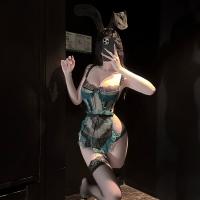Chao Mu Sensual Lingerie Set - Sheer Polka Dot Maid Outfit with Bow & Backless Design, Japanese Sweet Style thumbnail
