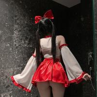 White Moonlight Japanese-Style Lingerie Set - Red Sensual Sleep Dress with Bow & Tassel Accents thumbnail