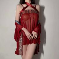 Pure & Seductive Chinese-Inspired Lingerie Set – Vintage Hanfu Belly Dance Bodysuit with Sheer Mesh Sleep Dress