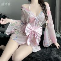 Japanese-Style Sexy Lingerie Set for Plus Size Women – Seductive Kimono Sleepwear, No-Remove Bedroom Outfit thumbnail