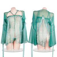 Vintage-Inspired Lace Hanfu Lingerie Set - Sheer Silk-Chiffon Romantic Bedroom Outfit, No-Remove Chinese Chic Style thumbnail