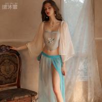 Sexy Ancient Chinese Style Lingerie Set – Embroidered Sheer Hanfu Doudou Bedroom Costume Outfit thumbnail