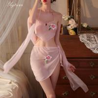 Yeqin Roleplay Lingerie Set - Seductive Chinese-Style Bodice Bra, No-Remove Erotic Costume Outfit for Adults thumbnail