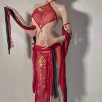 RuoLan Sensual Dunhuang Flying Apsara Lingerie Set – Exotic Hook-Neck Belly Dance Costume thumbnail