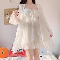 Sweet Palace Style Lace Sleepwear Set for Women – Loose Korean-Inspired Summer Cami Dress & Matching Shorts thumbnail