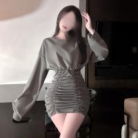 Hong Kong Style Flirty Pleated Mini Skirt - Sensual Bodycon Lace Trim Corset Waistline Lingerie Dress thumbnail