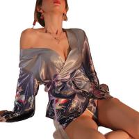 Suxingjia Purple Sensual Robe Sleep Dress – Floral Kimono-Style Lace Bathrobe with Waist Tie, Japanese-Inspired Lingerie thumbnail