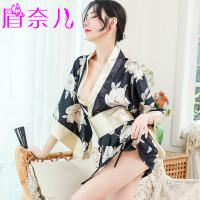 2026 Japanese-Style Sexy Lace Robe Set – Plus Size Kimono Bathrobe with Floral Print & Tied Waist for Romantic Lingerie thumbnail