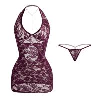 Mannyan Sexy Lace Bodysuit for Women - Deep V Neck Sheer Bodycon Skirt, OL Secretary Costume thumbnail