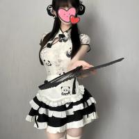 Domoira Sexy Chinese-Style Maid Outfit – Cute Panda Lingerie Set, Pure-Yet-Tempting Sleepwear for Women