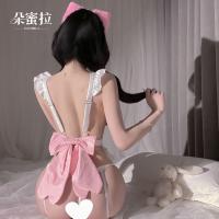 Domoila Sexy Lace Lingerie Dress – Sheer Back, Ruffled Trim, Bow & Bell Maid Costume for Women thumbnail