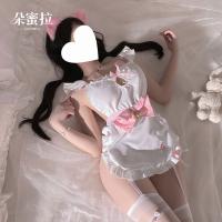Domoila Sexy Lace Lingerie Dress – Sheer Back, Ruffled Trim, Bow & Bell Maid Costume for Women thumbnail