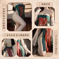 Feimu Tang Dynasty Print Halter Dress - Sexy Ancient Chinese Style Lingerie & Sleepwear Set, Breathtaking Backless Desig thumbnail