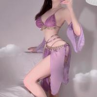 Gomeng Vintage Chinese Lingerie Set – Sexy Hanfu-Style Sleepwear with Lace & Chiffon Bodice and Traditional Doudou Top thumbnail