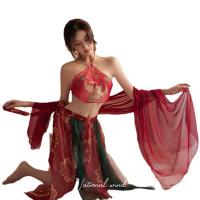 Seductive Chinese Dance Costume Set - Sheer Hanfu-Inspired Sensual Lingerie & Silk Court Gown for Women thumbnail