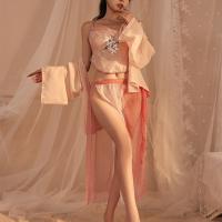 Vintage Chinese-Inspired Lingerie Set - Sheer Chiffon Hanfu-Style Corset & Busty-Delight Belly Dance Outfit thumbnail