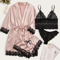 European Women's Lace Sleepwear Set - Sexy Matching 4-Piece Pajama Set for Plus Size & Curvy Women thumbnail