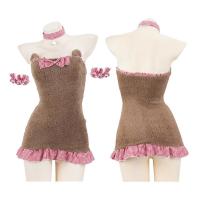 Sweetheart Plush Bodysuit Skirt - Cute Kawaii Cat Ear Lingerie Set for Women, Busty Plus Size Pure Temptation Sleepwear thumbnail