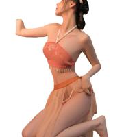 Women's Seductive Silk Sleepwear Set - Chinese Hanfu-Inspired Lace Bodice & Matching Bottoms, No-Remove Lingerie thumbnail