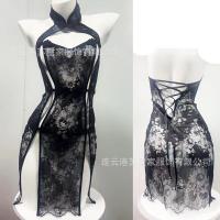 Pure & Seductive Plus Size Lingerie Set - Cosplay Silk Qipao Bedroom Outfit, No-Remove Sensual Costume thumbnail