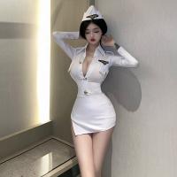 Airline Hostess Costume Set for Women - Sexy Police Role Play Outfit with Pure & Tempting Contrast Design thumbnail