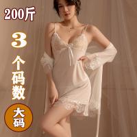 Seductive Lace Sheer Sleepwear Set - Sexy Transparent Nightgown & Matching Cami, Plus Size Erotic Lingerie thumbnail