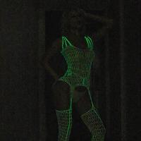Glow-in-the-Dark Mesh Bodysuit for Women – Sexy Lingerie Set with Adjustable Straps & Sheer Charm thumbnail