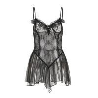 Silk-Inspired Lace Sleep Set for Women - Sexy Sheer Cami & Matching Briefs, Plus Size Romantic Lingerie thumbnail