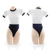 Japanese-Style Sexy Swimwear Set - Open-Crotch Bodysuit & Uniform-Inspired Lingerie Outfit thumbnail