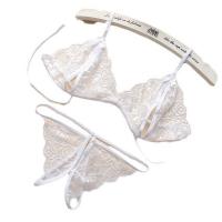 Lace Sexy Bikini Set with Open-Crotch Thong - Romantic Lingerie Sleepwear for Women, Plus Size 3-Piece Gift Set thumbnail