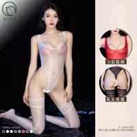 Sensual Sheer Bodysuit for Women - Tight-Fit Open-Crotch Lingerie Set, Bedroom Romance Wear thumbnail