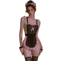 Mannyan Sexy Lingerie Set for Women - Sheer Lace Backless Maid Costume with Adjustable Straps & Sweet Roleplay Outfit thumbnail
