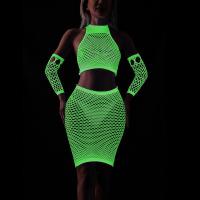Blue Light Glow Mesh Tights - Fluorescent Nightclub Bodysuit for Sensual Party Wear & Night Out Style thumbnail