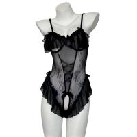 Sexy Cat Bunny Girl Costume - Flirty Ruffle Bodysuit with Sheer Lace, Cute & Alluring Lingerie Set thumbnail