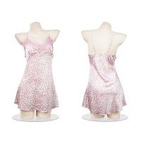Pink Leopard Print Lace Sleep Dress with Removable Pads – Sexy Bedroom Lingerie for Women thumbnail