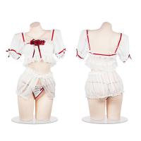 Anime Lolita Lingerie Set - Sheer Floral Princess Dress with Bow & Butterfly Details, Soft Japanese Style Erotic Outfit thumbnail