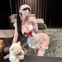 Golden Night Bowknot Maid Lingerie Dress - Sweet & Sensual Sheer Bust Corset Style Erotic Outfit thumbnail