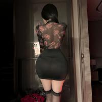 NightSi NightSe Sexy Deep V Bodycon Dress - Pure & Tempting Secretary Uniform, Modest Yet Alluring QQNY Style Outfit thumbnail