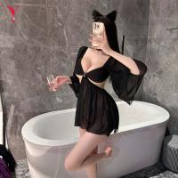 Night Silk Sensual Sheer Mesh Sleep Dress with Open-Crotch Design – Sexy Lingerie Nightwear Outfit thumbnail