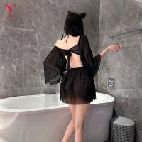 Night Silk Sensual Sheer Mesh Sleep Dress with Open-Crotch Design – Sexy Lingerie Nightwear Outfit thumbnail