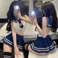 Sexy Sailor Schoolgirl Costume Set - Sheer Lingerie Role Play Outfit for Women thumbnail