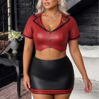 Plus Size PU Flight Attendant Costume Set - Sexy Role Play Outfit for Cosplay, Nightclub & Themed Parties thumbnail
